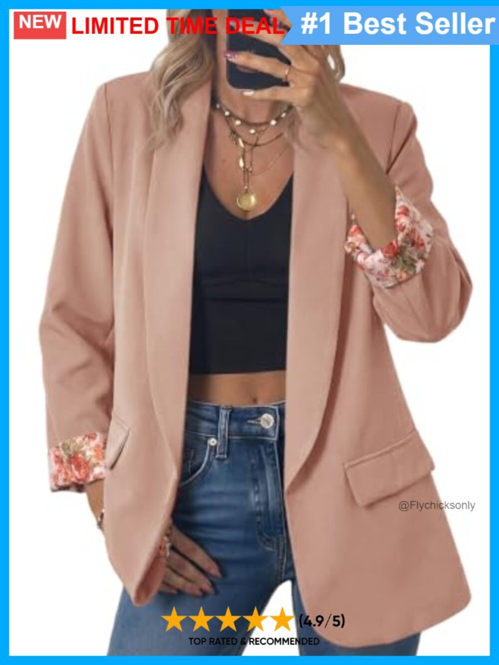 Leopard Lined Shawl Collar Open Front Blazer Business Casual Lightweight